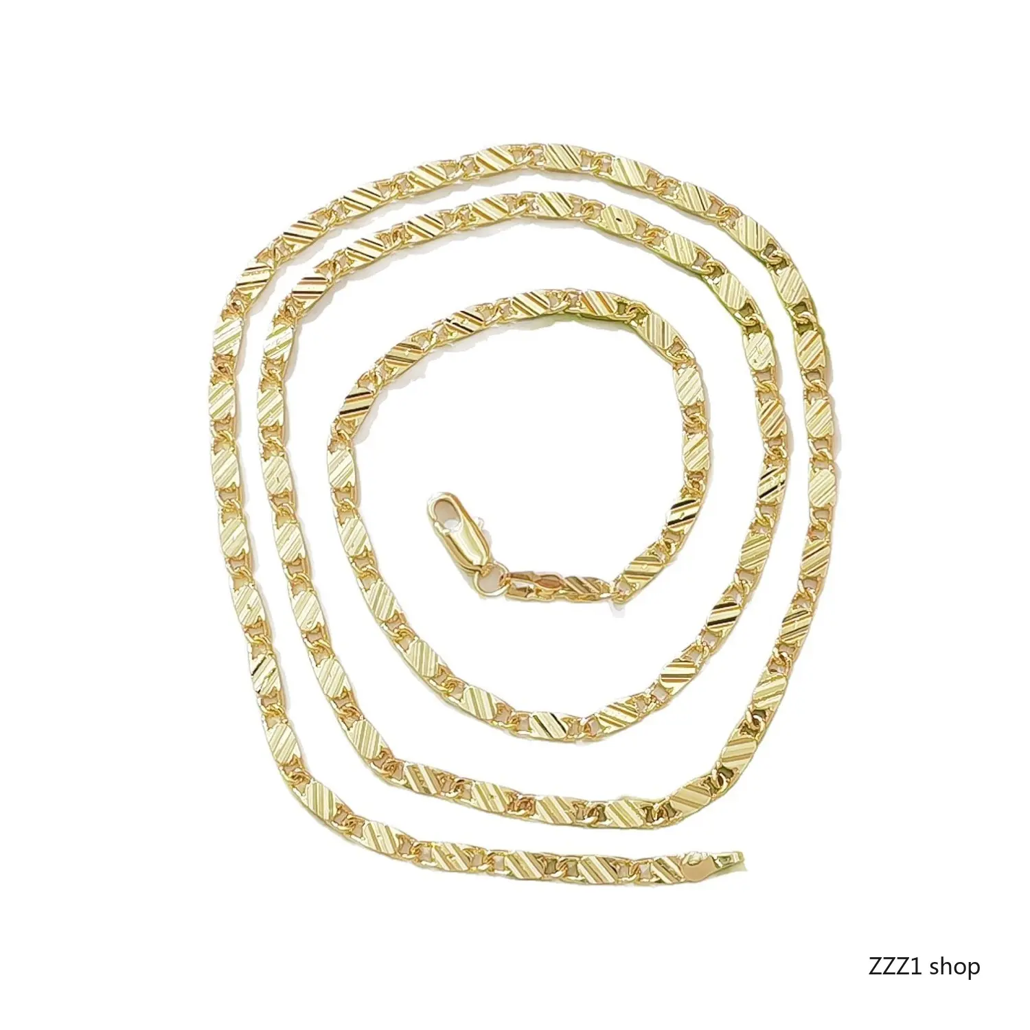 18K Gold Plated Figaro Chain Necklace Stainless Steel Link Choker Flat Mariner Necklaces for Men Women Classic Hip Hop Chunky Jewelry Birthday Valentine Day Gift