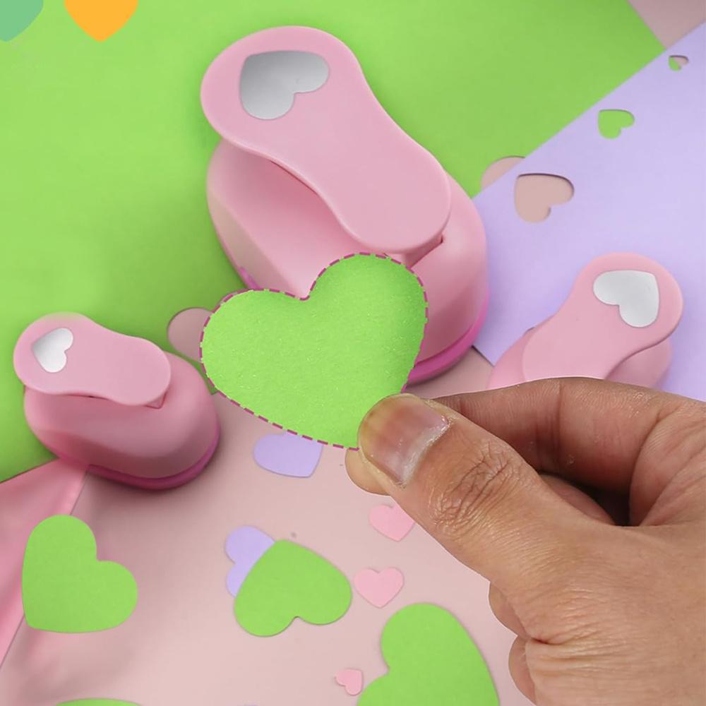 3PCS Handmade DIY flower maker Effortless embossing device, handmade decoration gift, Crafts Punch Set 8mm 15mm 25mm Paper Punches (Heart)