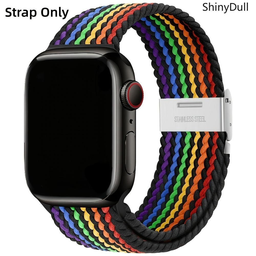 Braided Nylon Apple Watch Strap – Elastic Snap-Back, Adjustable Sports Wristband with Silent Metal Snap, Fits Series 1–10, SE, Ultra / Ultra 2