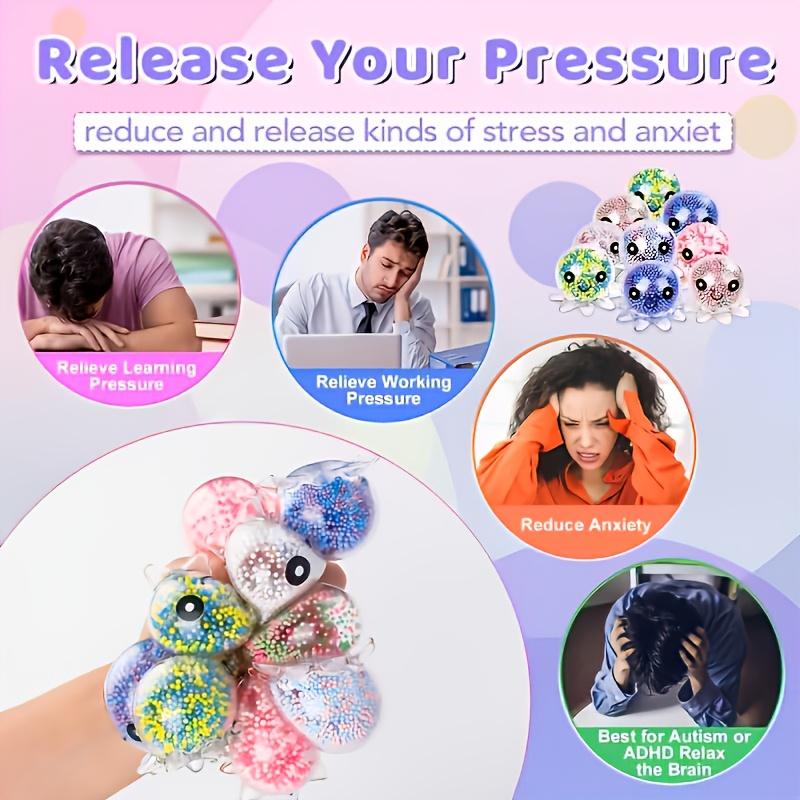 3 Cute Octopus Soft Stress Balls - Colorful Beads Suitable for Children and Adults, Christmas, Halloween, Thanksgiving Gifts, Toys |   Colorful soft balls |   Transparent ball, random color