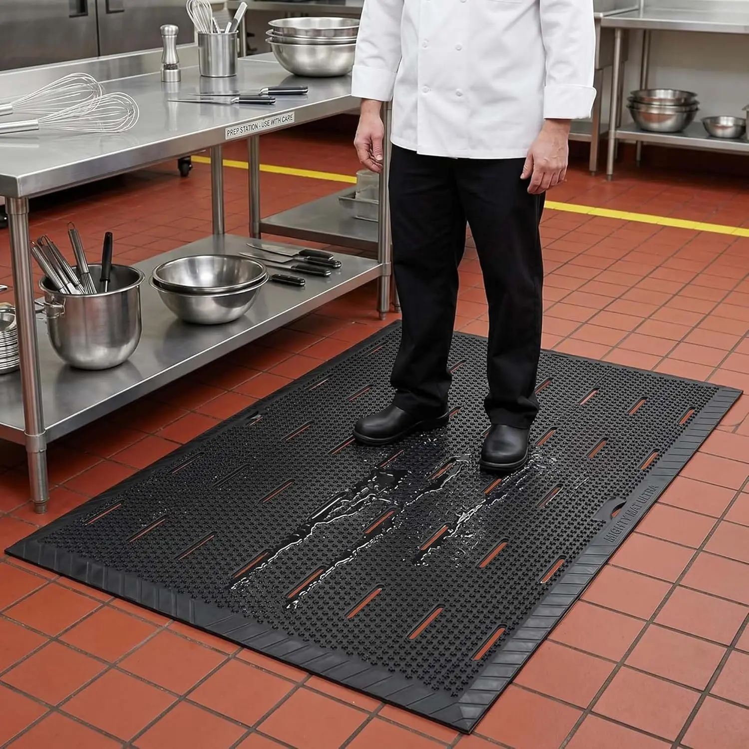 jxgzyy 47"x35" Outdoor Rubber Floor Mats, Non-Slip Commercial Restaurant Mat, Heavy Duty Kitchen Drainage Mats for Outside, Industral, Pool, Entrance, Bar, Wet Area,Oil Proof