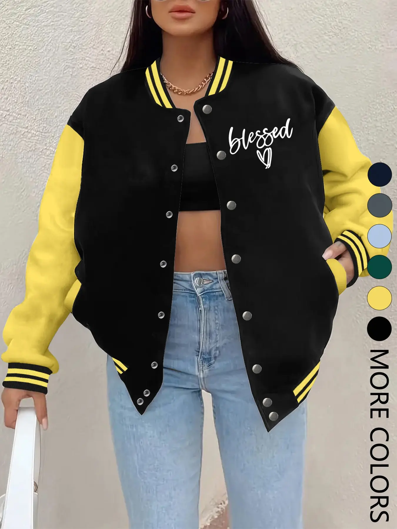 New Women's Baseball Jacket for Fall Winter, Creative Letter Print, Casual Sporty Coat, Comfortable Versatile Jacket, Hip-Hop Style, Multiple Colors