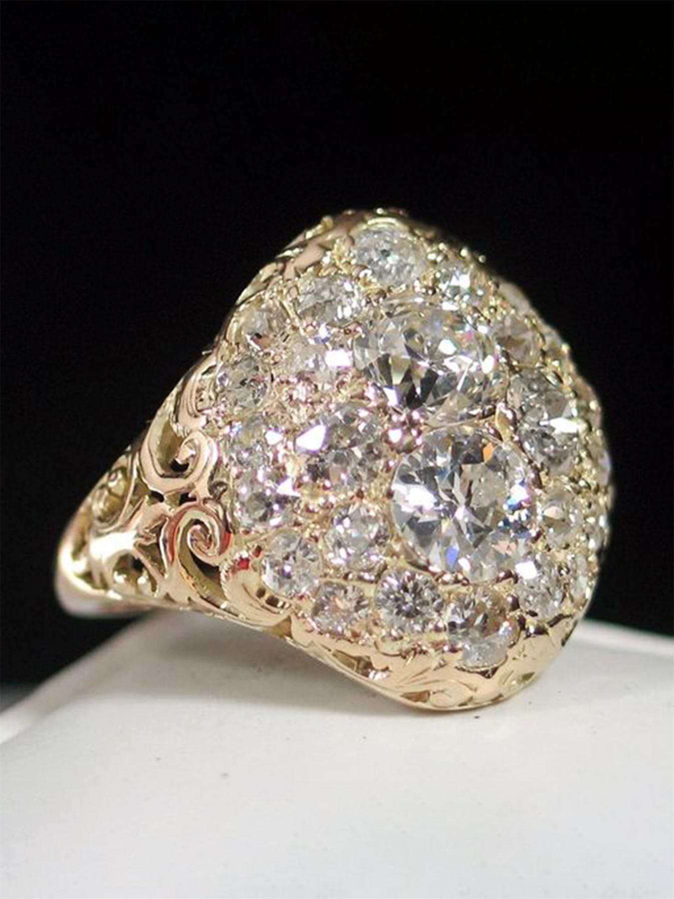 Elegant Hollow out Design Rhinestone Decorated Promise Ring, 2024 New Fashion Accessories for Women, Trendy Luxury Zirconia Ring for Party and Daily Life, Cubic Zirconia Rings