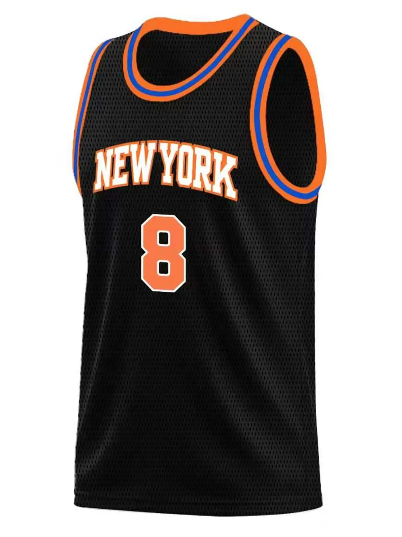 Men's 8 Black Basketball Jersey, Embroidered Sports Wear, Fan Sportswear Top, Casual Short Sleeve Tank Top, Fitted Long H-Type Design, Plain Surface, Unlined, Athletic Top, Casual Sporty Top