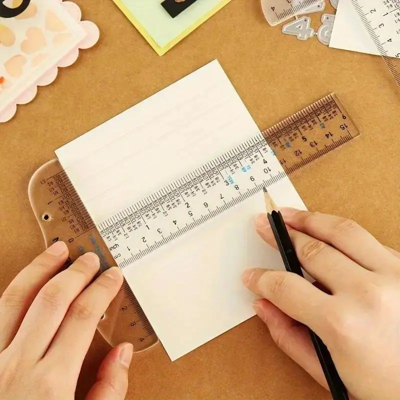 Clear Acrylic T-Square Ruler 6&12 Inch Bundle, High Precision Alignment Measuring Tool, Durable Transparent Rulers for Drawing Scrapbooking DIY Handmade Projects