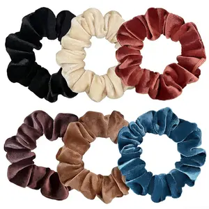 Scrunchies for Women, 6 Pcs Soft Hair Ties, No-tangling Elastic Scrunchy, Ponytail Holder Hair Accessories, Stretchy Scrunchy Set for Thin & Thick Hair, Classic Hair Bands Set