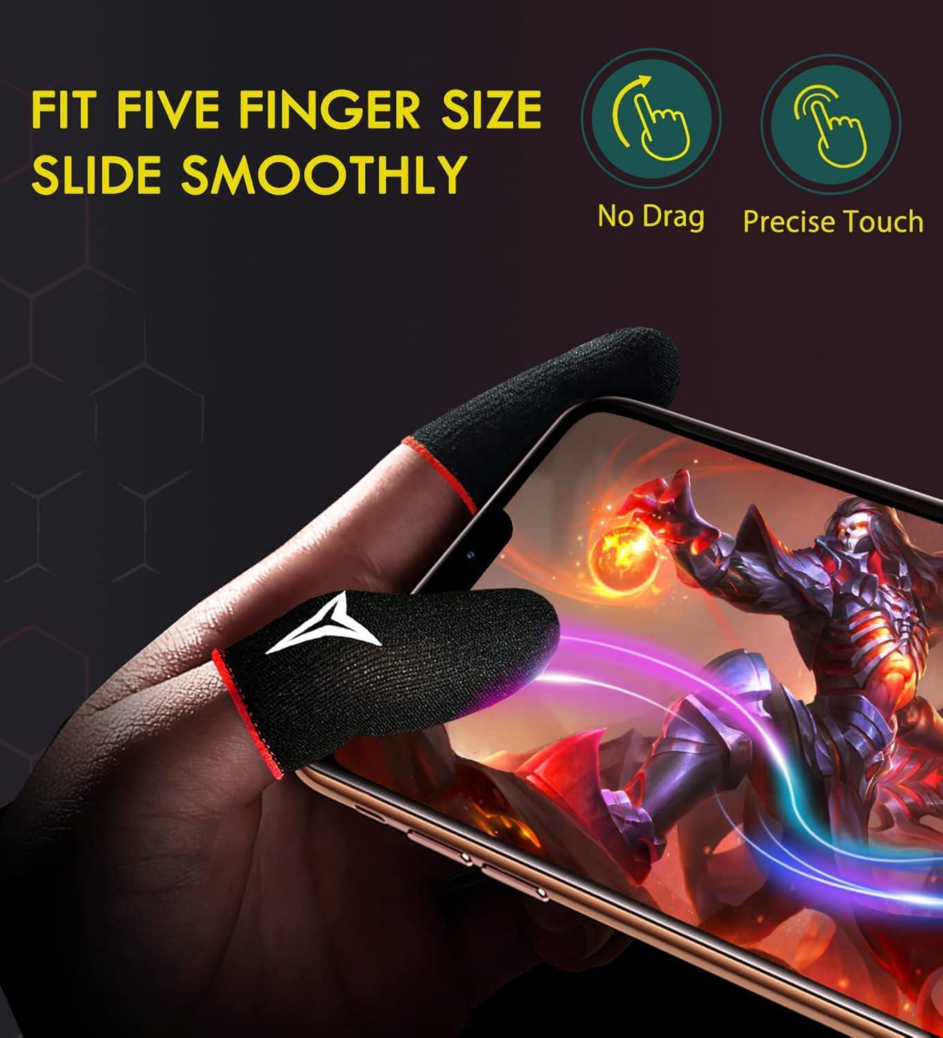 Game Improved Carbon Fiber Professional Model Gaming Finger Sleeves Ultra-Thin Breathable Anti-Sweat High Sensitivity Touchscreen Compatible 6 Pack