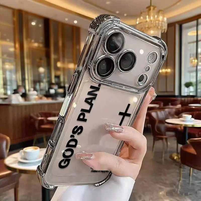 Minimalist Style God's Plan Phone Case Full Of Positive Faith Atmosphere For iPhone 16/15/14/13/12/11 XsPro Max Plus - Anti-Drop, Shockproof, Transparent,Protective Screen Protector Protection Cover tough phonecase accessory protection