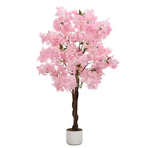Large Artificial Cherry Blossom Tree for Home & Wedding Decor – Realistic Faux Pink Flower Plant in Pot, Elegant Decorative Greenery for Living Room, Entryway, Bedroom, Office