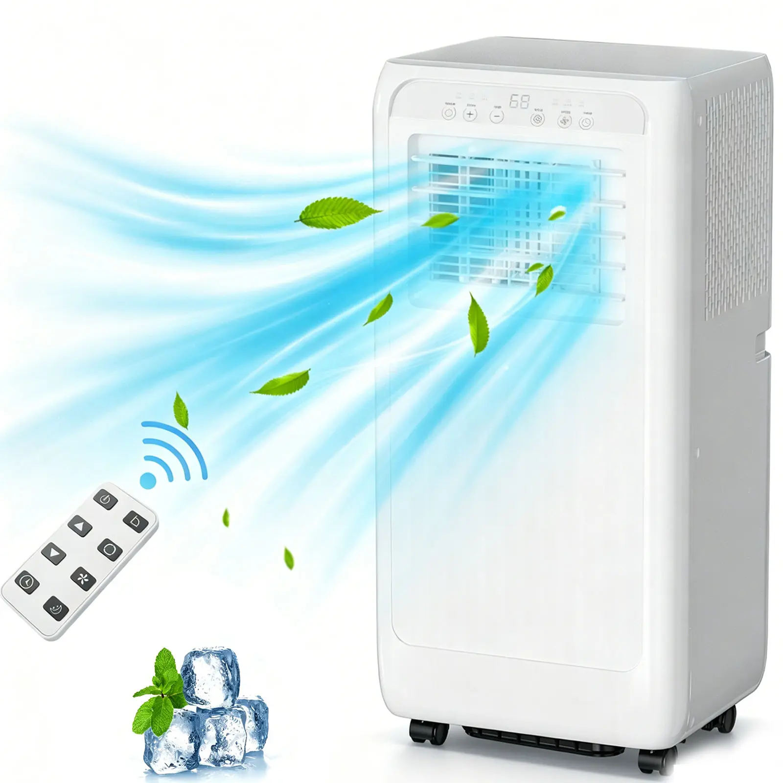 Portable Air Conditioner 8000 BTU for 350 Sq.Ft Small Rooms, 3-in-1 Quiet Cooling AC with Fan Dehumidifier, 24H Timer Remote LED Panel, Ideal for Bedroom Office Dorm