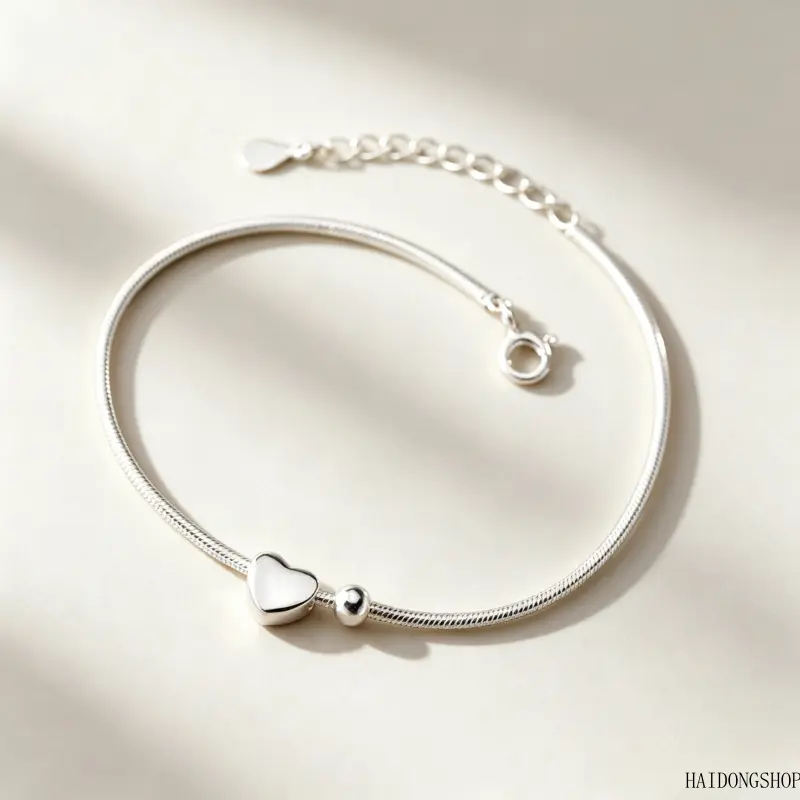 Coquette Viral Quiet Luxury Korean Minimal S925 Silver Plated Heart Tiny Beaded Bracelet For Women, Niche Dainty Stackable Wrist Jewelry, Chic Accessory For Dating Shopping Work Daily Outfit Styling
