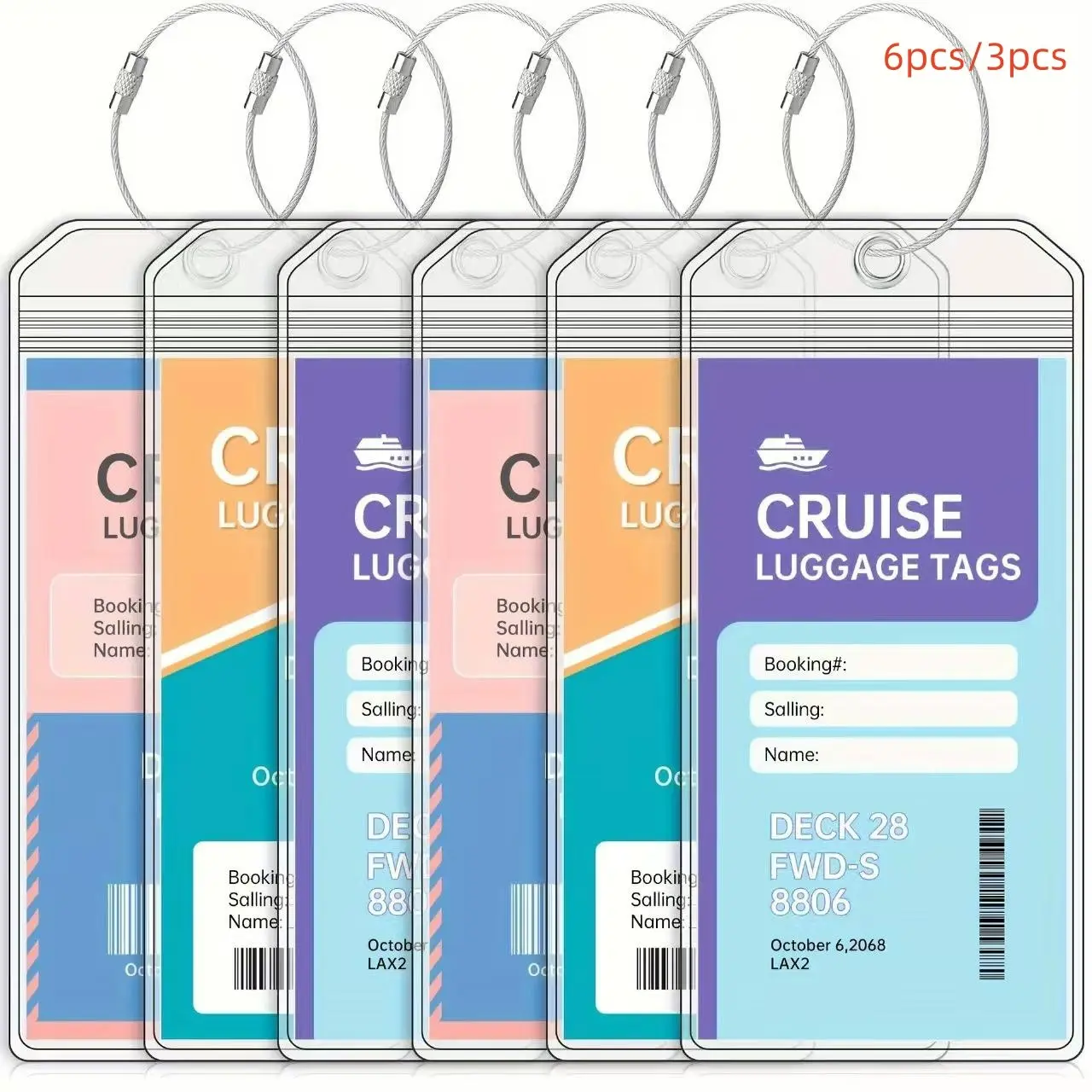 3/6 Counts Cruise Luggage Tag Set, Transparent PVC Waterproof Bag Labels for Royal Caribbean Cruises, Durable Travel Accessories, Versatile Travel Essentials