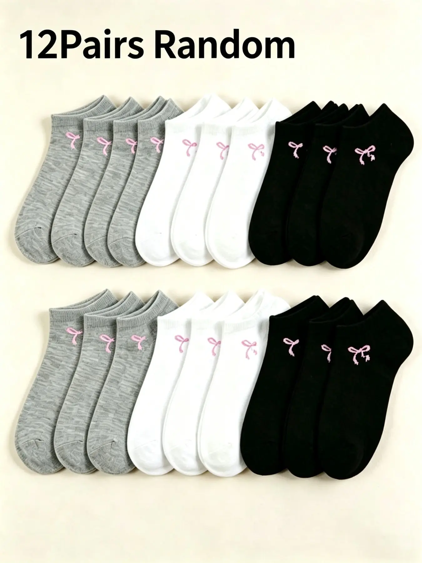 12 Pairs Coquette Bow Casual Ankle Socks Bulk Pack - Soft Cotton Low Cut Everyday Fit Socks Haul