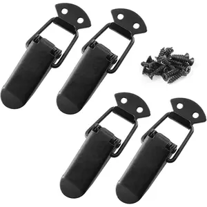 4 Pack Spring Toggle Latch, 3.5" Length Buckle, 304 Stainless Steel Spring  Catch for Wooden Case Toolboxes, Black