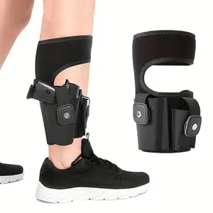 Universal Ambidextrous Ankle Holster for Men and Women - Adjustable Hook and Loop Closure, Polyester Construction, Plus Mag Pouch - Classic and Discreet Leg Holster for Concealed Carry