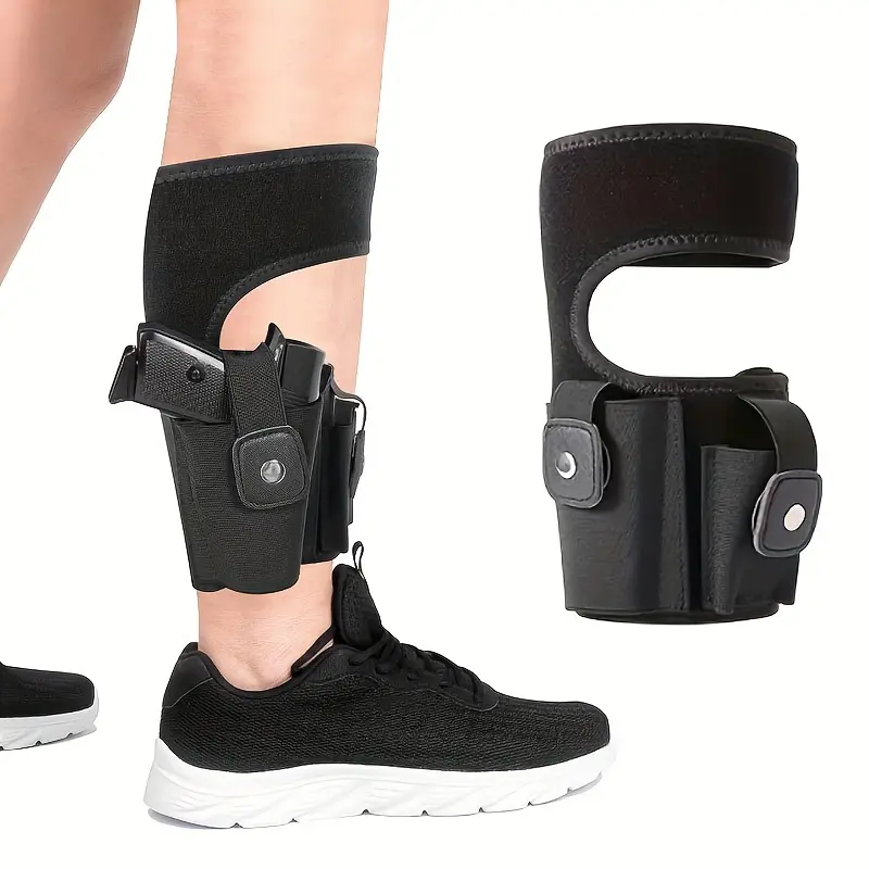Outdoor Tactical Equipment Universal Ambidextrous Ankle Holster for Men - Adjustable Hook-and-Loop Closure, Polyester Construction, Plus Mag Pouch, Discreet Concealed Carry Leg Holster, Camping, Hiking, Velcro, Tactical Accessories, Cloth