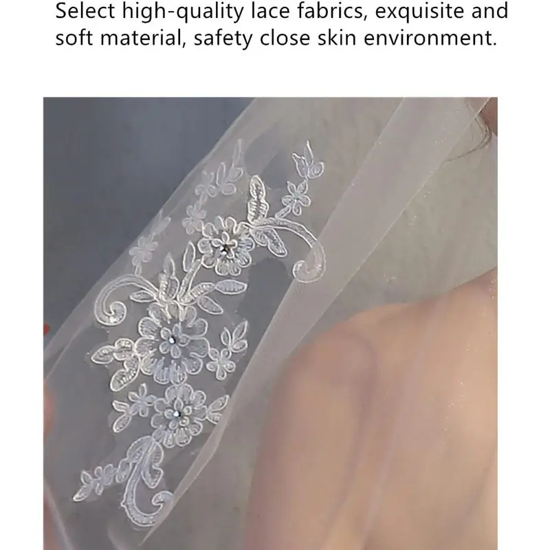 Elegent Lace Appliques Wedding Veil Crystal Beaded, Wedding Bridal Veil with Comb
