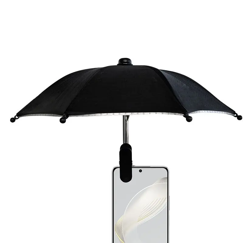 Phone Sunshade Umbrella, Clip-On Outdoor Phone Holder, Rain Protection, UV Shield, Anti-Glare, Small Rain Umbrella for Parties