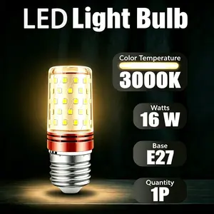 E27 Base Mini Bulb, LED Energy-Saving Bulb, 16W White/Warm Light, SMD LED For Home Lighting Fixtures, Indoor Lighting, 1 Piece