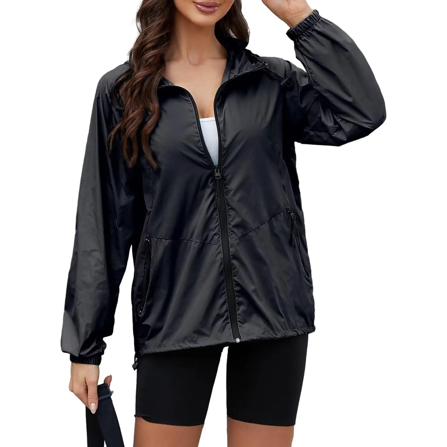 Light Weight Rain Jacket Women Waterproof Windbreaker Travel Rain Coats for Women Packable S-XXL