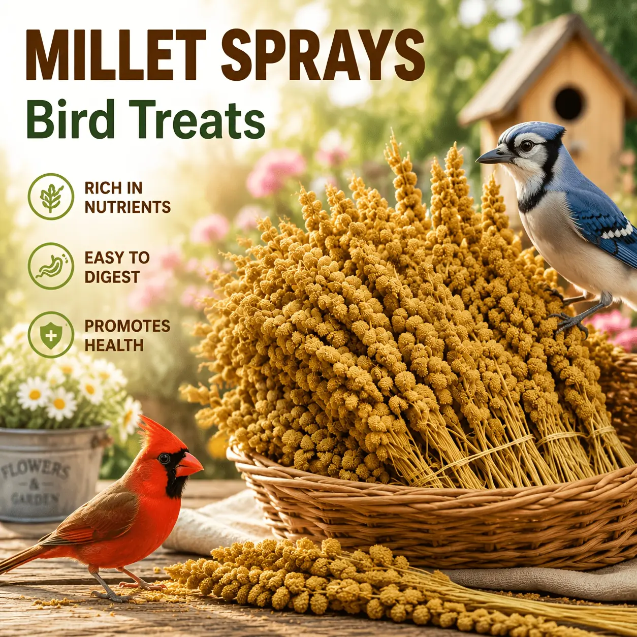 Premium Millet Sprays for Birds Bird Treats for Parrots Budgies Cockatiels And Finches High Energy Nutrient Rich Foraging Snack Healthy Pet Bird Food Training Rewards Easy Digestion Daily Essential Enrichment Cage Hanging Toy