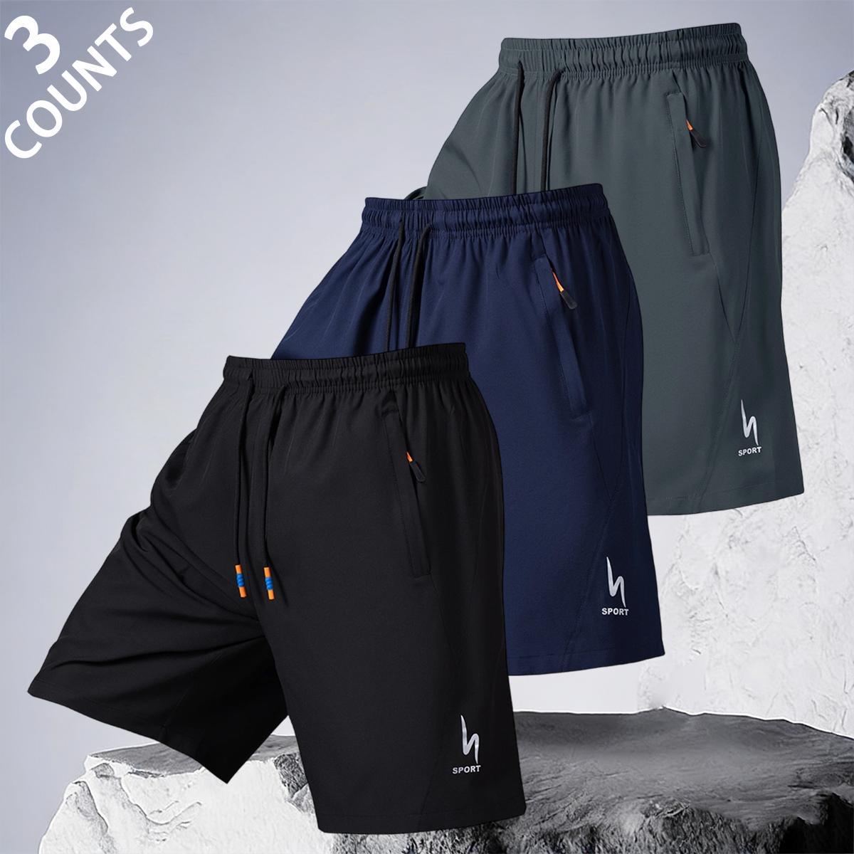 Urban Active Stylish Mens Quick Dry Athletic Shorts Casual Drawstring Elastic Waist Zipper Pocket Sports Shorts for Street Style Daily Wear and Social Gatherings