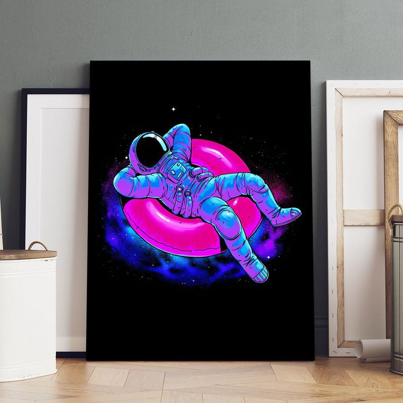 Astronaut Pattern Canvas Painting with Frame, Modern Wall Art Poster, Wall Decor for Home Living Room Bedroom Office