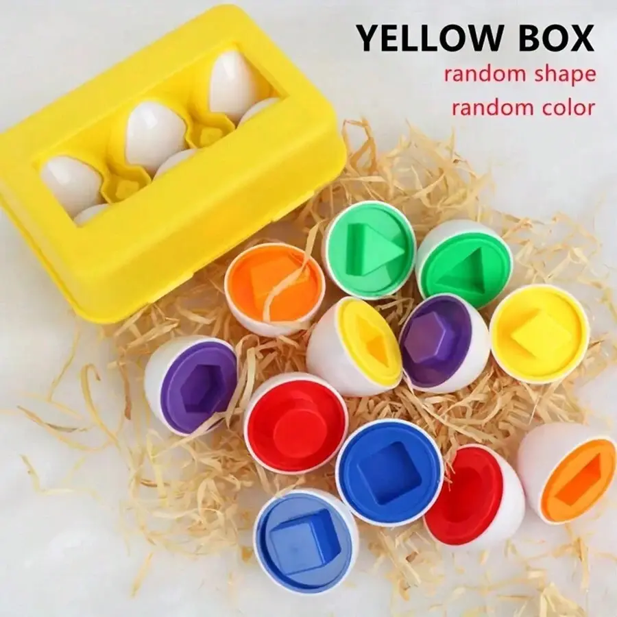 Color And Shape Matching Easter Eggs, Educational Easter Egg Set Toy With Blue Egg Tray, Early Learning Shape And Sorting Recognition Puzzle Skills, Suitable For Toddlers And Kids, Can Be Used As Easter Basket Filler And Gift (Shapes And Colors Inside Are