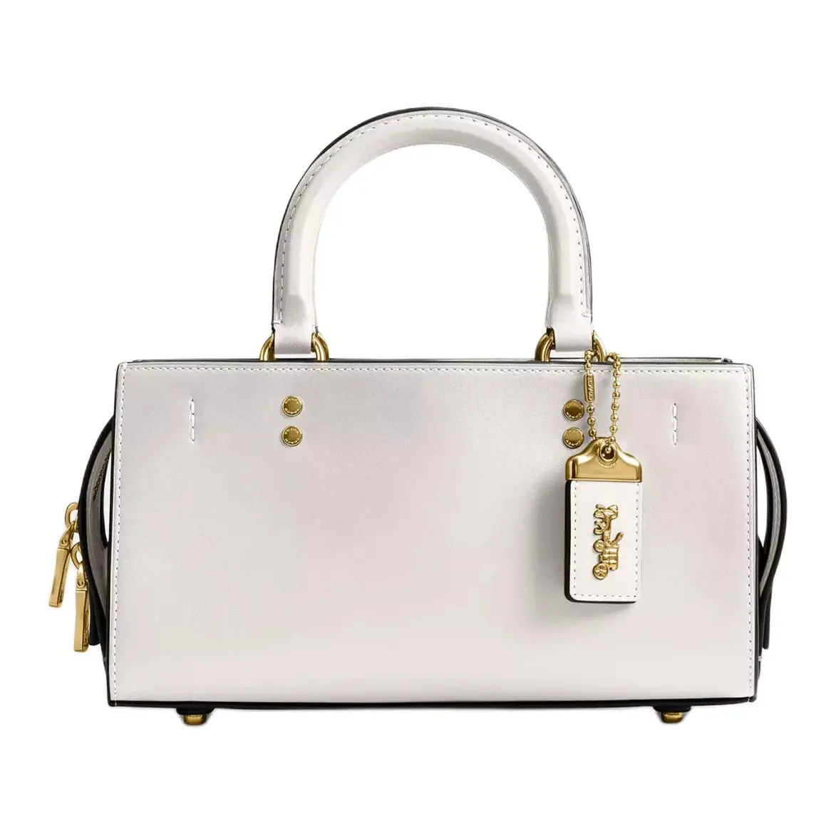 COACH Rogue 26 Leather Crossbody Handbag for Women, Medium Size, Zip Closure, White