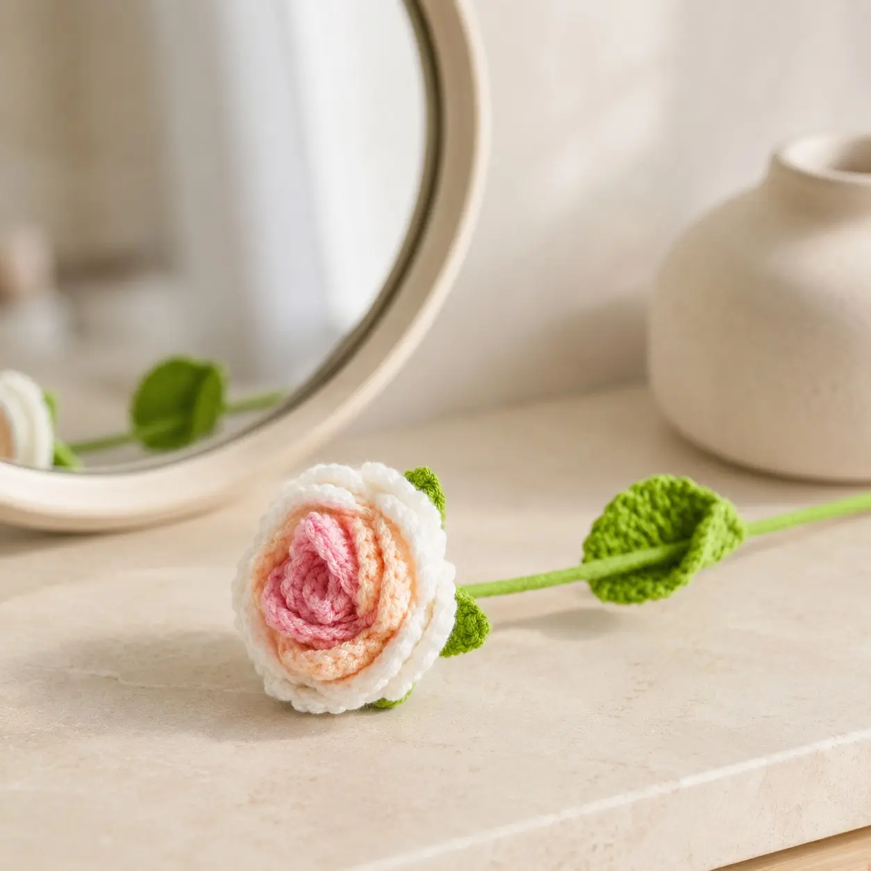 Eternal Romance | 100% Handmade Crochet Yarn Rose Bouquet - Aesthetic Woven Floral Decor
