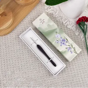 Ergonomic Crochet Hook with Teak Handle, Stainless Steel Tip, Long Needle, DIY Yarn Tool, Perfect Gift for Friends