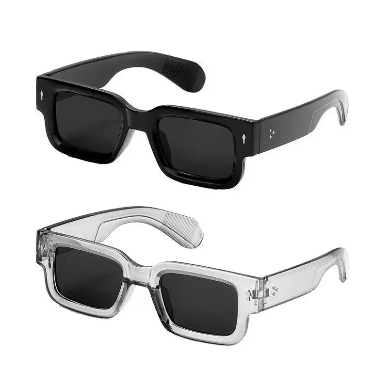 XUH 2 Pack Retro Square Fashion Women Men Thick Frame Anti-glare Sunglasses Party Beach Travel Fashion Eyewear, Winter Ski Anti-glare Eyewear, Trendy Gift Must Have