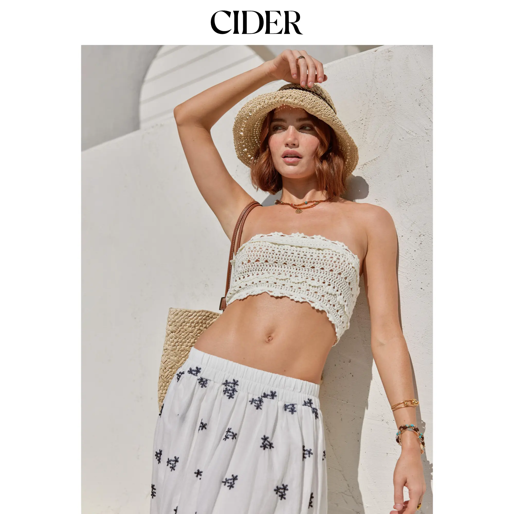 Cider [size 2-10] Hollow Out Knitted Crop Tube Top