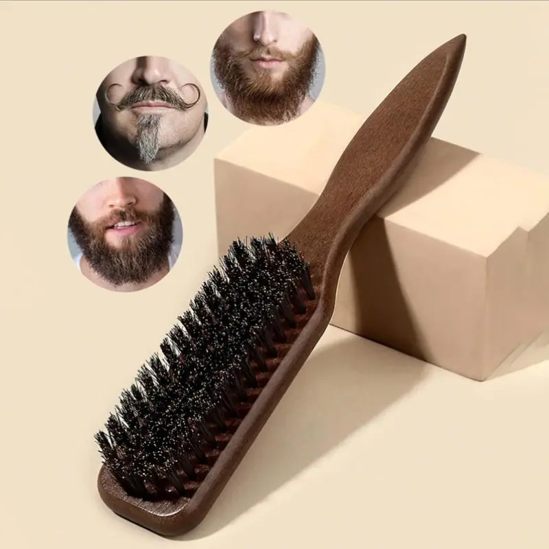 1pcs Boar Bristle Hair and Beard Brush for Men and Women, Fragrance-Free Haircare Brush Styling Tool for Thick and Thin Hair, Must-Have for School and Travel, Hair Combing and Grooming Accessories, Detangling Hairbrush, Hair Brush Detangler