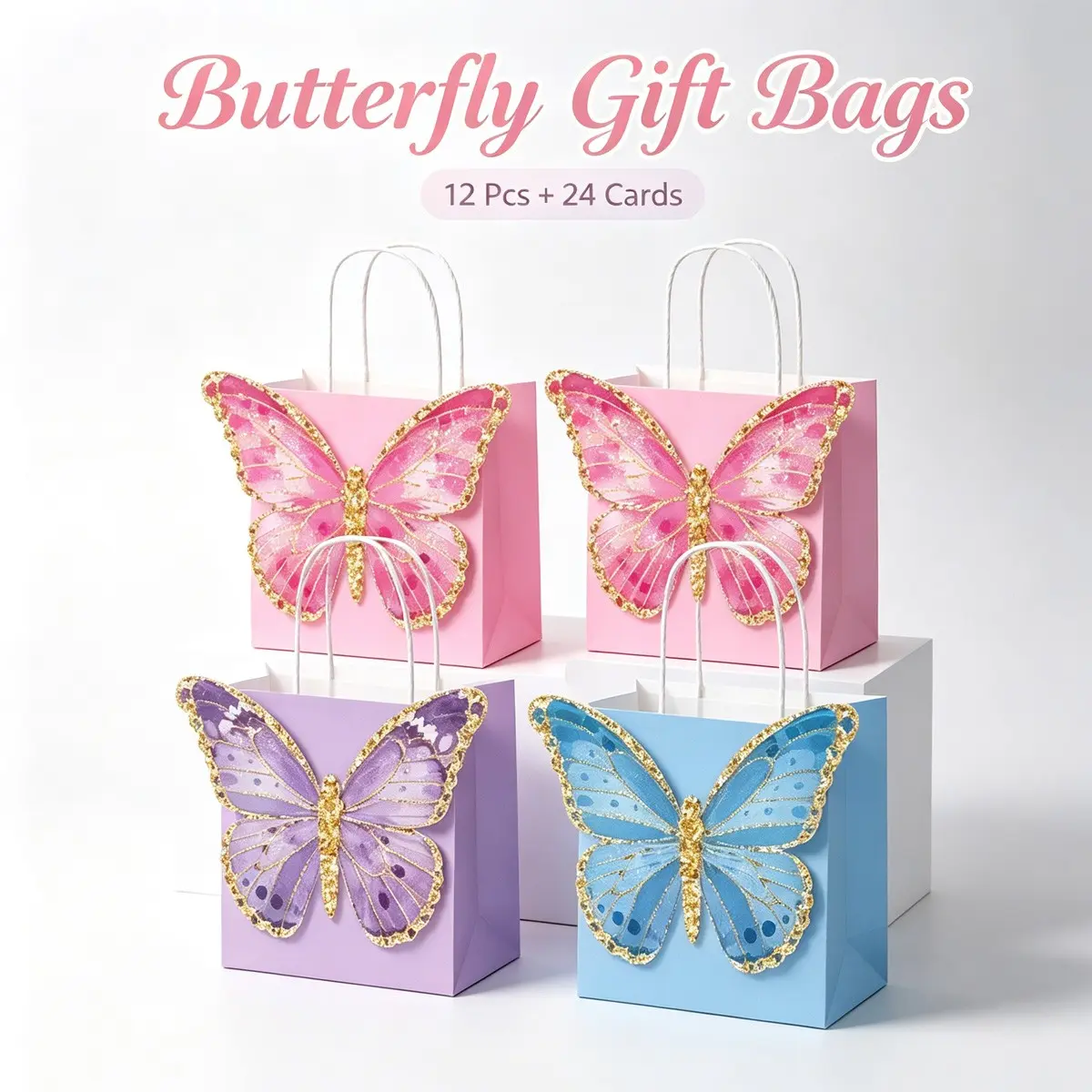 36pcs Golden Gradient Butterfly Gift Box, Macaron Color Tea Party Snack Box, Wedding, DIY, Birthday Party Decorations, Birthday Gifts
