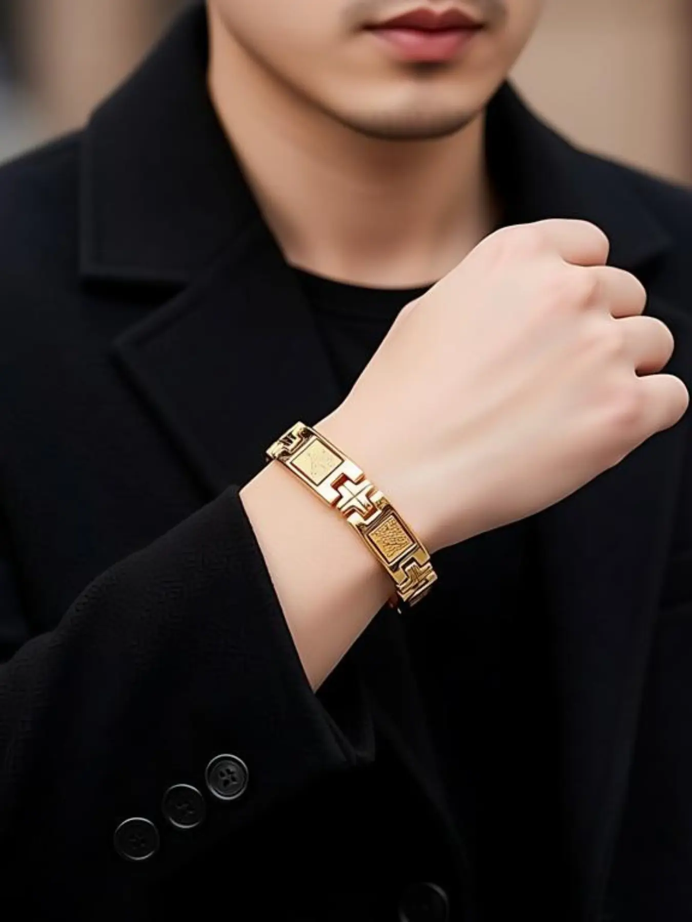 Titanium Steel Bracelet, Magnetic Stainless Steel Jewelry, Men's Small Gift, Elegant Accessory for Everyday Wear