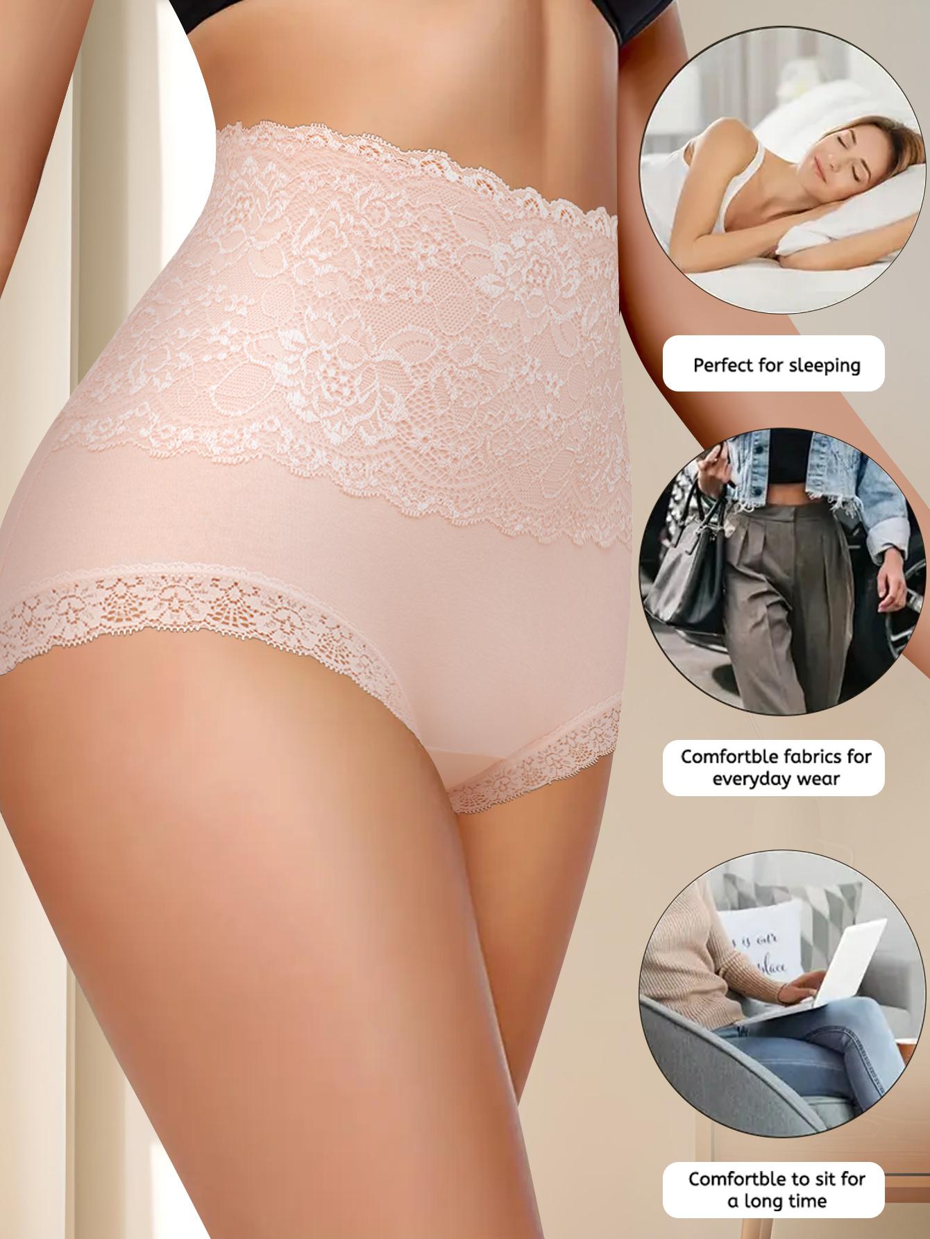 QUASTI 6 Piece Women's High Elasticity Briefs, Cotton Comfortable & Breathable Underwear, Hip Lifting Underwear Lace Style Fashionable Design, Suitable For Women's Daily Life SpringStatements