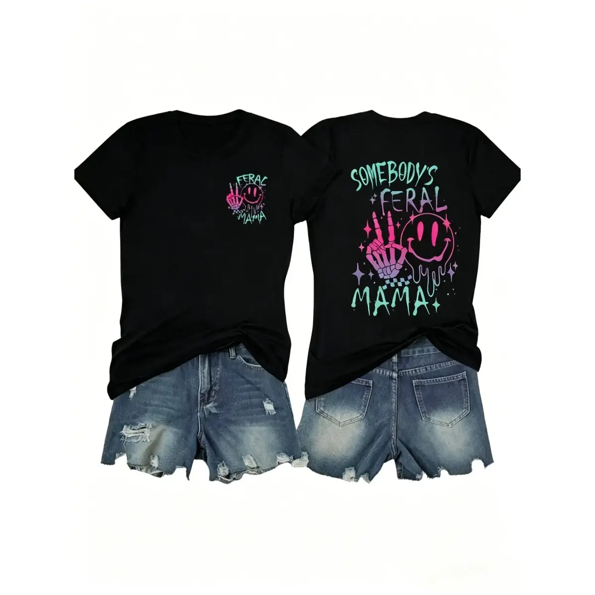 Y2K Campus Western Sweet Cool Back-To-School, Womenswear, Short Sleeve Western Cow Print,  Spring & Fall Fashion