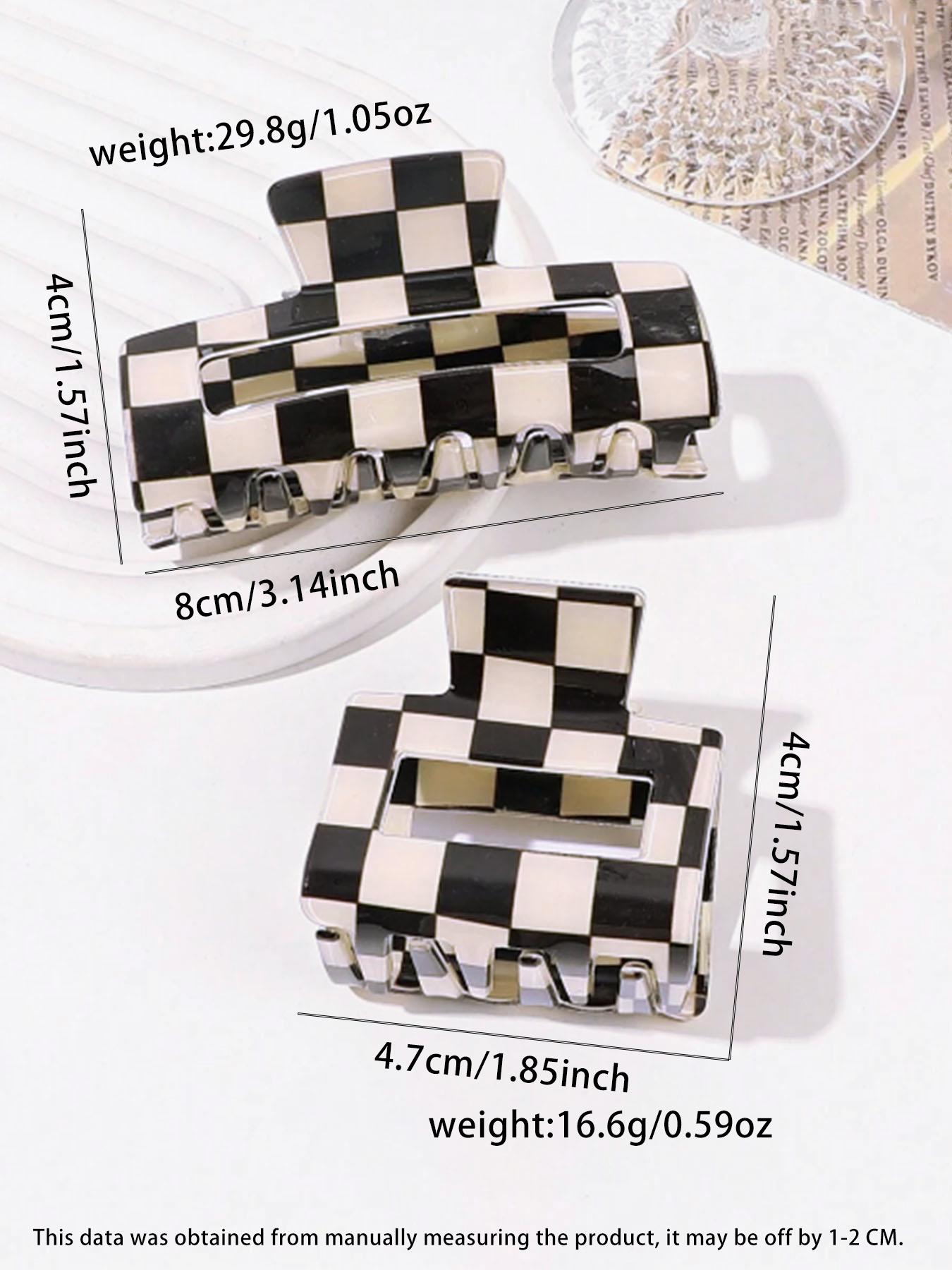 Checkerboard Pattern Hair Claw, Casual Versatile Claw Clip for Women & Girls, Elegant Fashion Accessories for Decoration, Exquisite Jewelry for Birthday Gifts