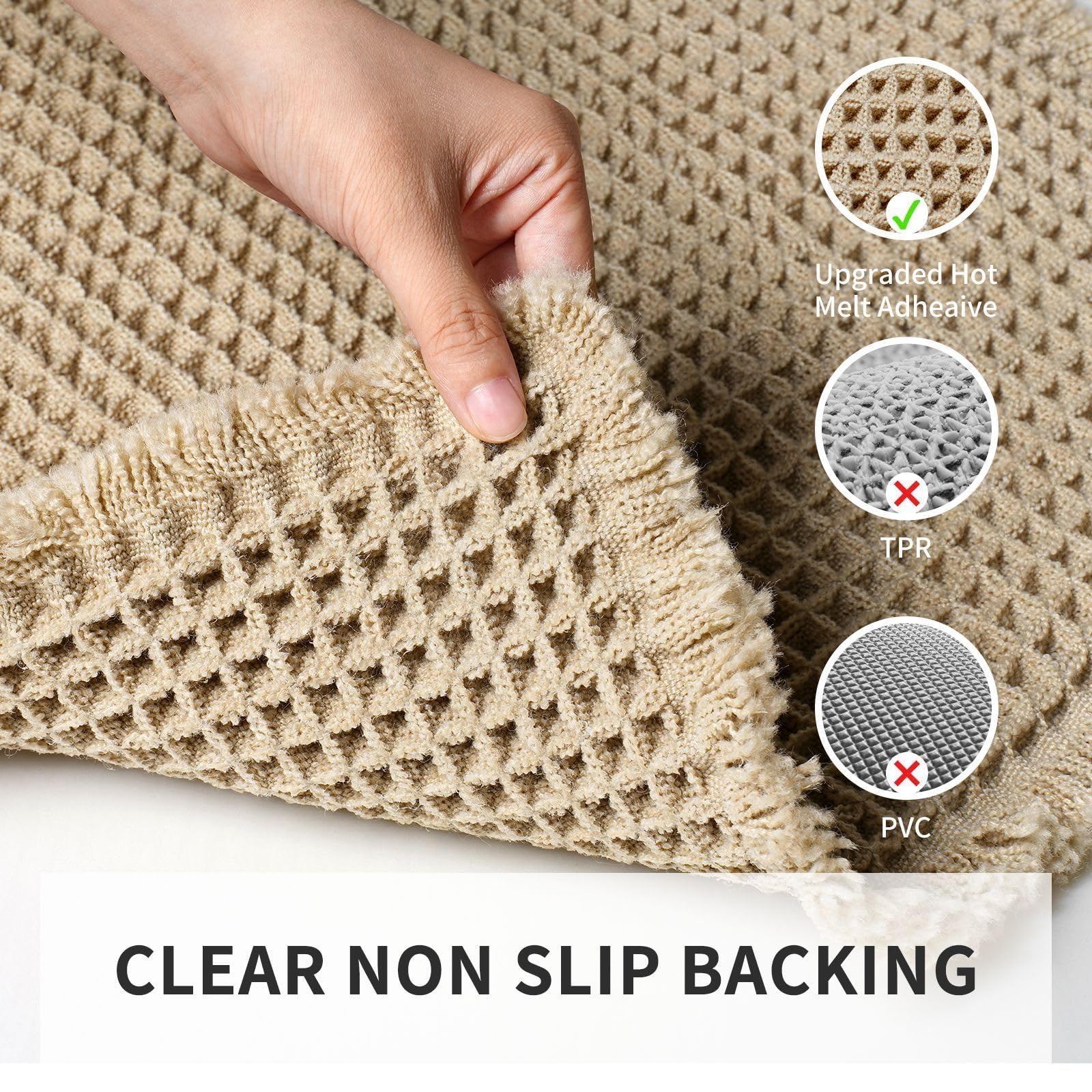 Boho Style Waffle Bath Mat, 1/3 Counts Non-slip Washable Bath Rug, Super Absorbent Bath Mat, Boho Area Rug, Soft Shower Mat for Bathroom Floor, Tub and Shower, Washable Rugs, Water Absorbent Rug, Washable Vintage Rug, Bohemian Style Rugs