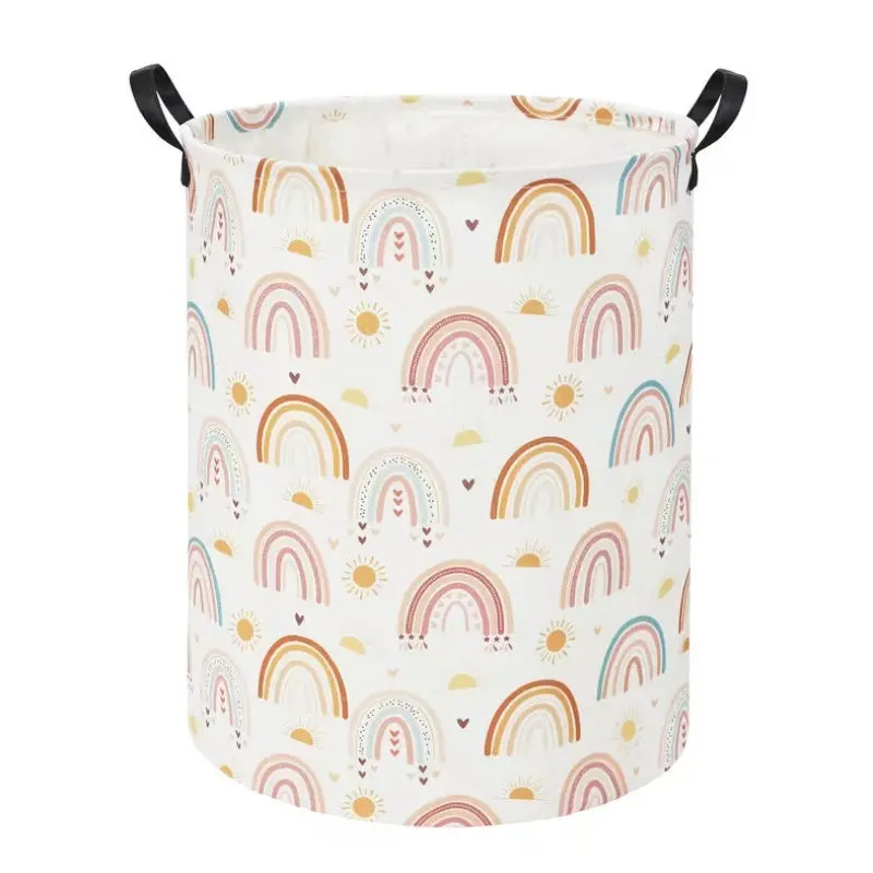 1pc, Rainbow Laundry Basket Hamper Rainbow Storage Bin for Room Decor Hamper Baskets for Bedroom Bathroom(Sun Rainbow), Shelf Baskets