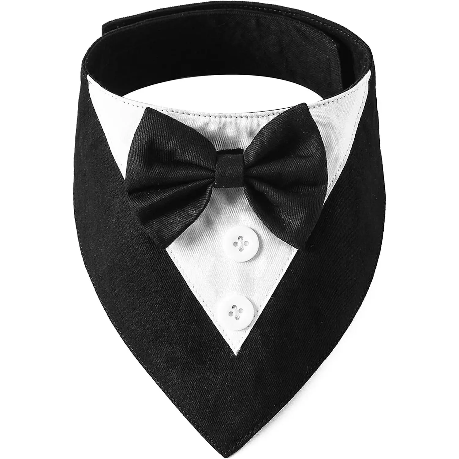 Dog Tuxedo Bandana, Wedding Birthday Dog Bow Tie, Black, Medium | 5 Sizes, Adjustable Hook and Loop, Soft Breathable Fabric, Tuxedo Costume with Bowtie for Medium Dog Wedding Birthday