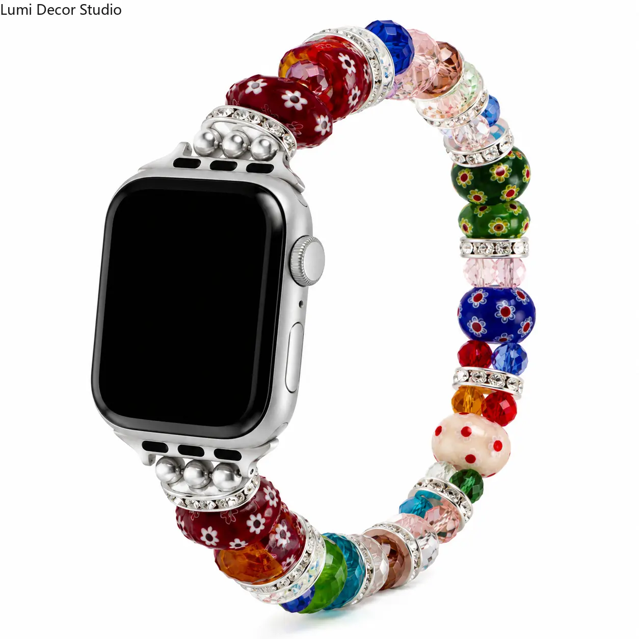 50% off for early birds-Colorful Candy Bead Bracelet Watch Band for Watch, Stretch Elastic Replacement Strap with Lightweight Resin Beads for Daily Wear Compatible with 38mm 40mm 41mm 42mm 44mm 45mm 46mm 49mm