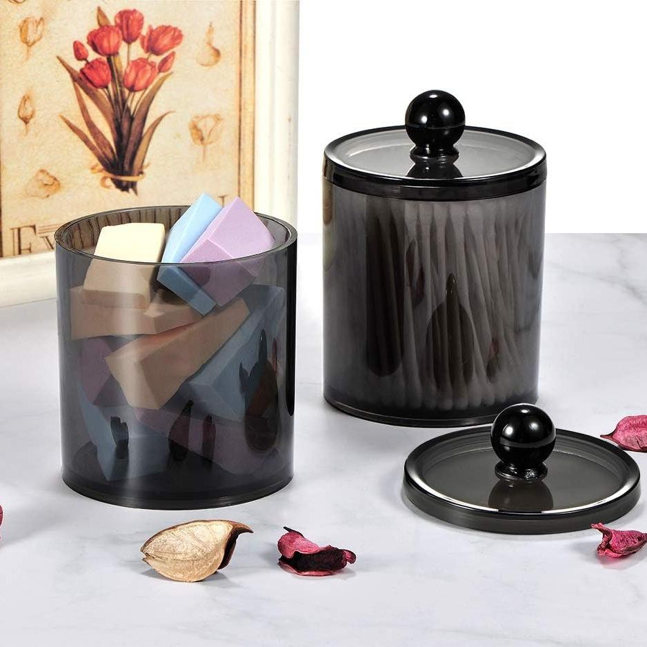 Clear Makeup Cotton Storage Box Set, 2/3/6 Counts Round Makeup Cotton Storage Container with Lid, Dustproof Storage Box for Home Bathroom Kitchen Dormitory Office