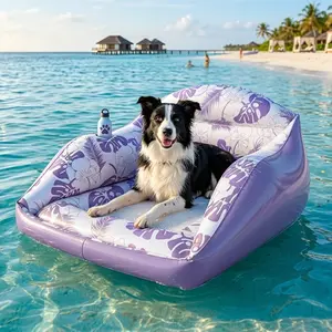 Upgrade Thickened Anti-Scratch Safe Stable Inflatable Pool Sofa, Dual Use Pet Water Float, Tropical Print, Summer Pool Party Outdoor Lounge Chair