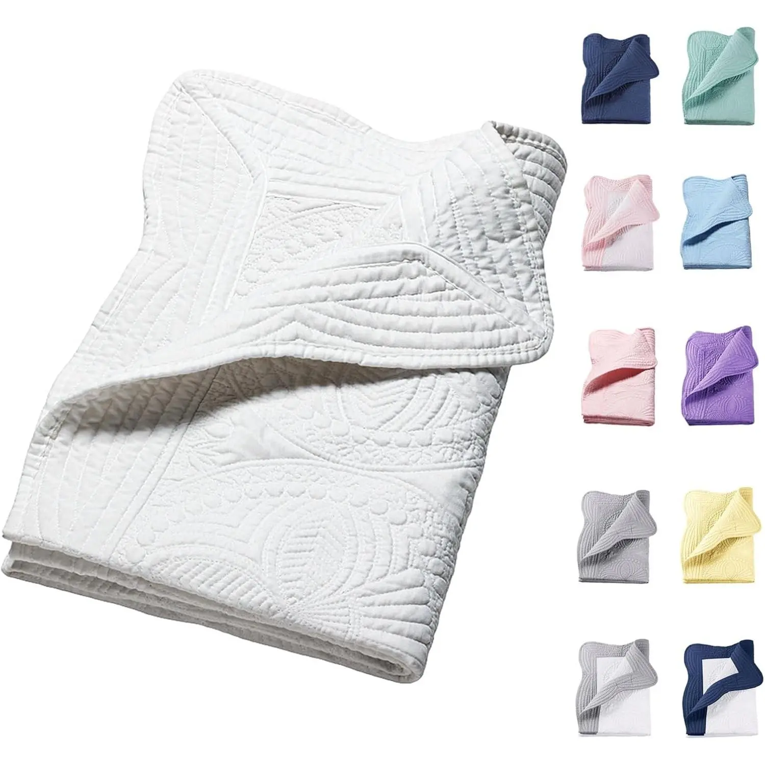 Embossed Neutral Baby Quilt Durable, Lightweight Baby Blankets Four Seasons for Personlized Monogram Cotton Quilted Blanket Toddler Quilt for Boys and Girls 46x36 Inches (White)