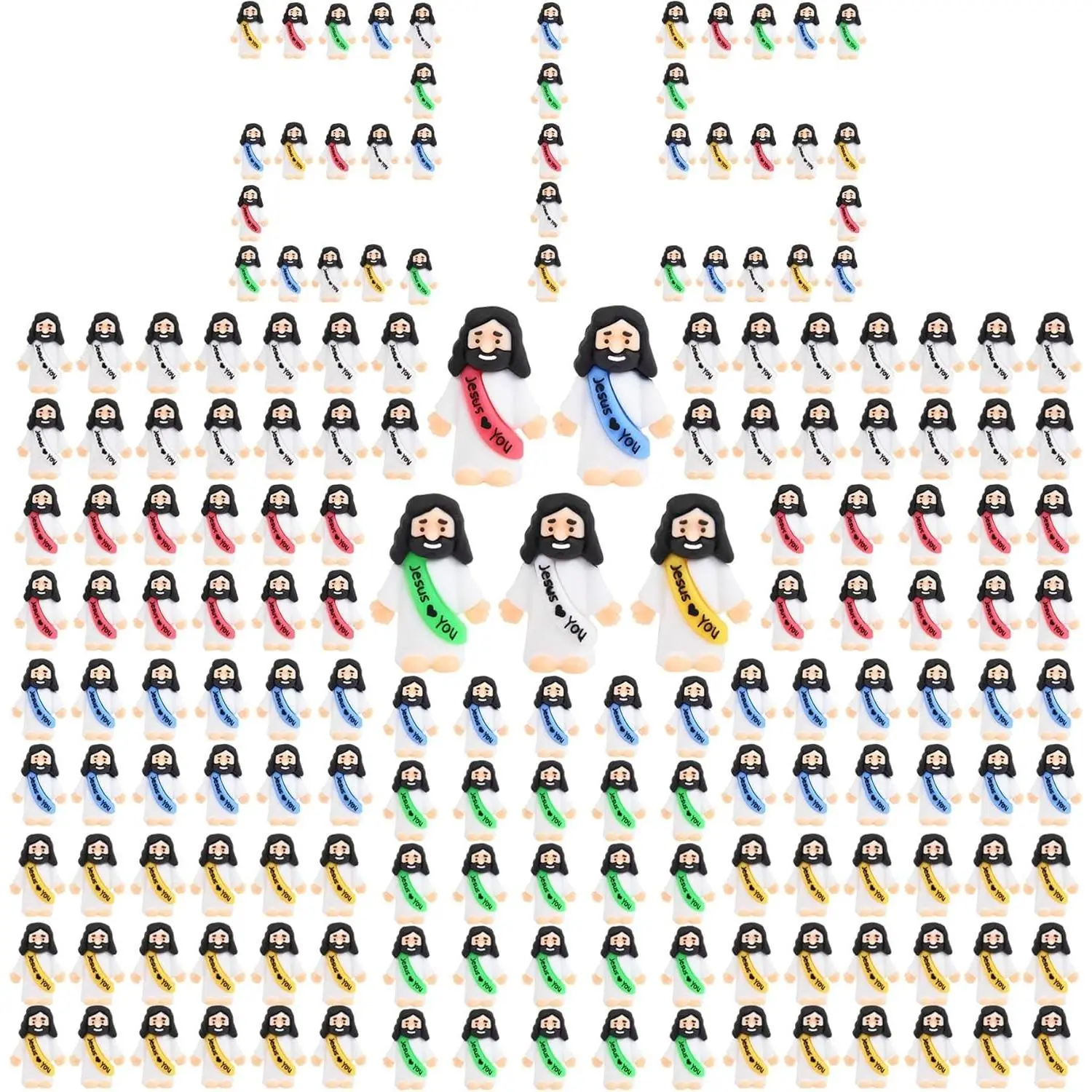 215 PCS Tiny Rubber Jesus Figurines - Mini Jesus Figures for Easter Eggs, Baptism Gifts, Religious Party FavorsGift