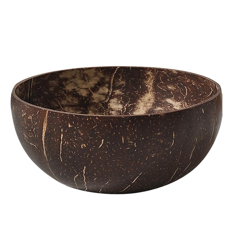 Natural Coconut Shell Bowl Set with Wooden Spoon, Traditional Southeast Asian Vietnamese Coconut Bowls, Eco-Friendly Serving Fruit Smoothie Salad Bowls