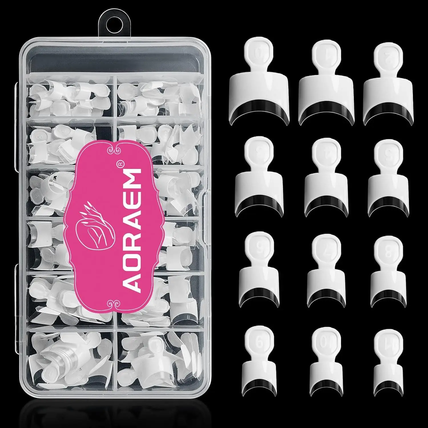 White French Nail Tips 120 PCS Short French Style Acrylic Nail Tip 12 Sizes False Nails Clear and White Press on Nails for Women