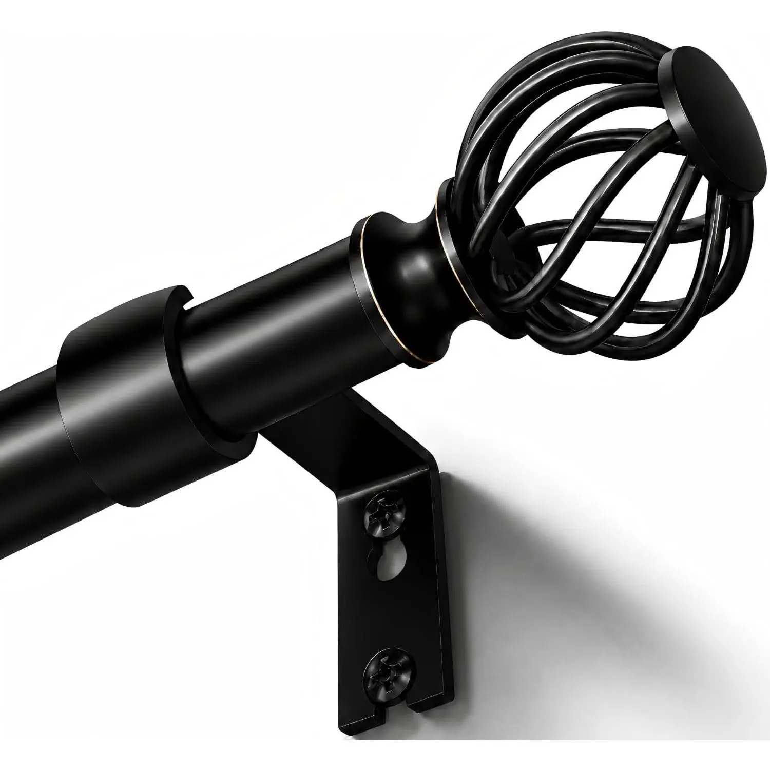 Rods for Windows 48-90 Inch(4-7.5Ft), Black Decorative Rod, Duty 1 Inch Drapery Rod for Living Room Bedroom